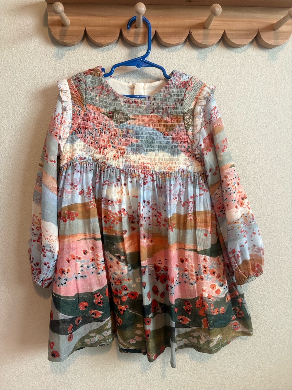 Chloe Multicolor Floral Stripe Smocked Dress